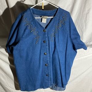 VISAGE ladies fashion size 2X denim button-down